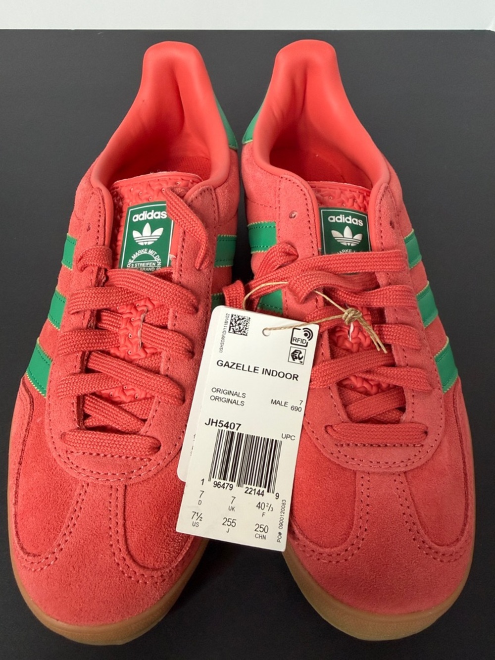 adidas Gazelle Indoor Orange with Teal Stripes - Picture 2 of 5